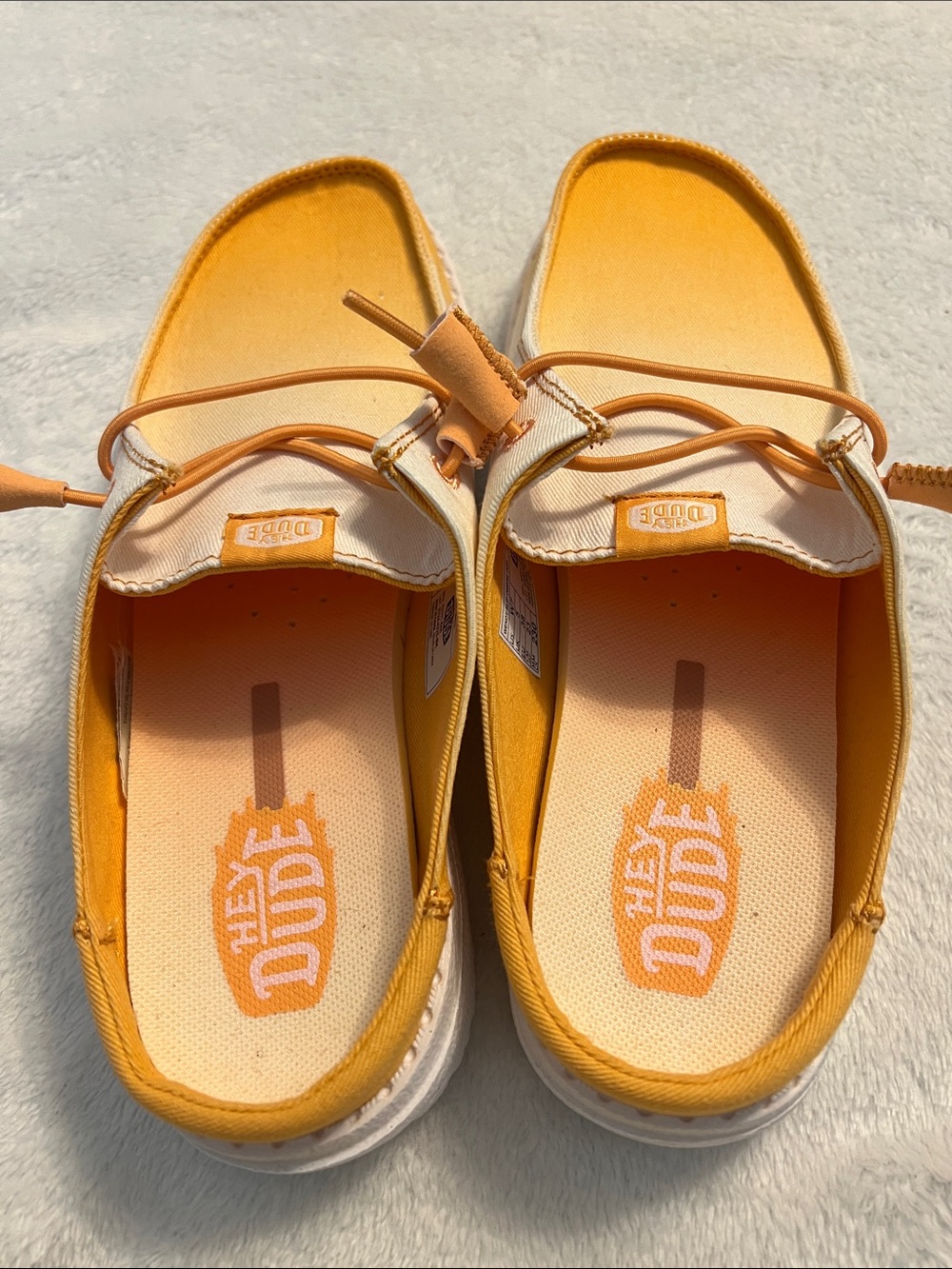 NWOT Hey Dude Slip-On Canvas Shoes in Orange and white size 7 - Picture 3 of 4